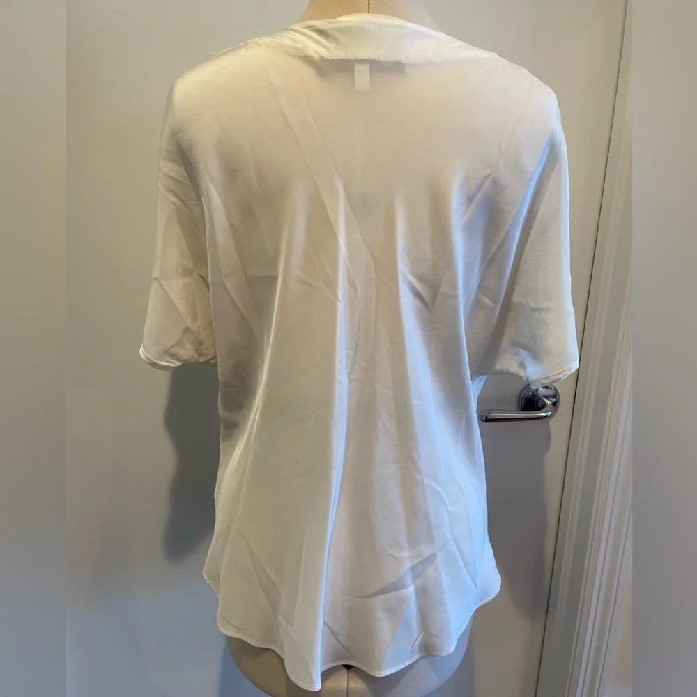 Rory Beca White 100% Silk V-Neck Blouse Size L - Picture 5 of 8